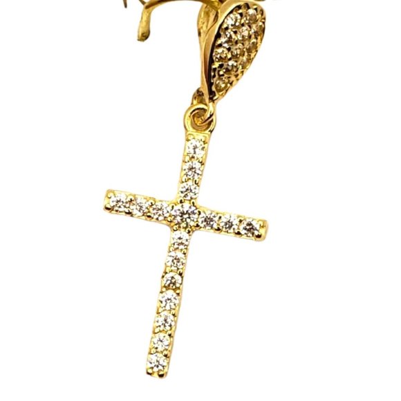 14k REAL GOLD Fancy Cross CZ Pendant - Picture 2 of 9